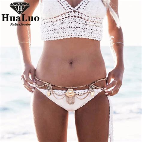 Bohemian Hot Fashion Sexy Bikini Body Chain Waist Chain For Women Gold