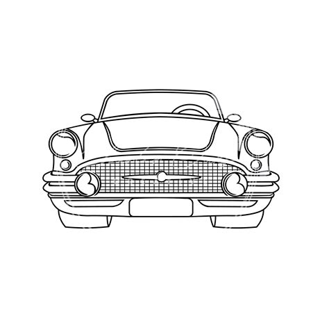 Classic Car/vehicle Front View Line Drawing/illustration SVG - Etsy | Line drawing, Illustration ...