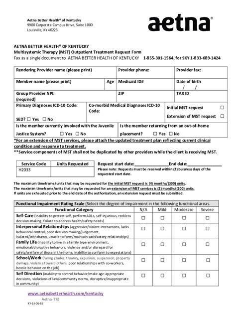 Fillable Online Pre Authorization Request Form Aetna Better Health