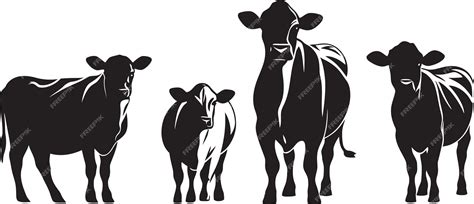 bold  detailed cattle vector illustrations  farm logos premium