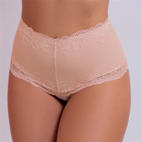 CALCINHA DE MICROFIBRA HOT PANTS RENDA COMPRESSÃO COR NUDE DONNA DOLCE