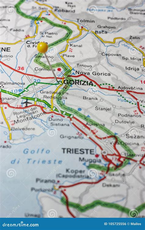 Gorizia Pinned On A Map Of Italy Stock Photo Image Of Thumbtack