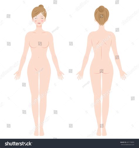 Nude Woman Standing Front Back View Stock Vector Royalty Free 697179895 Shutterstock