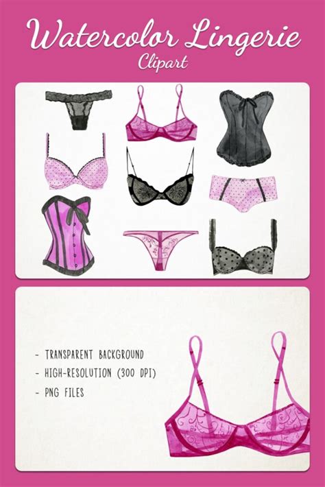 Watercolor Lingerie Clipart MasterBundles