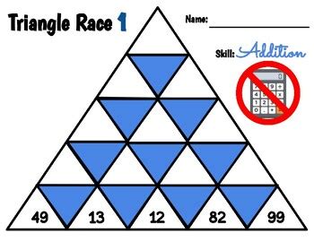 integer triangle races set  adding subtracting multiplying integers