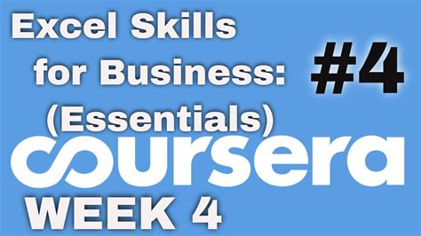 Coursera Excel Skills For Business Essentials Week 4 Final Quiz