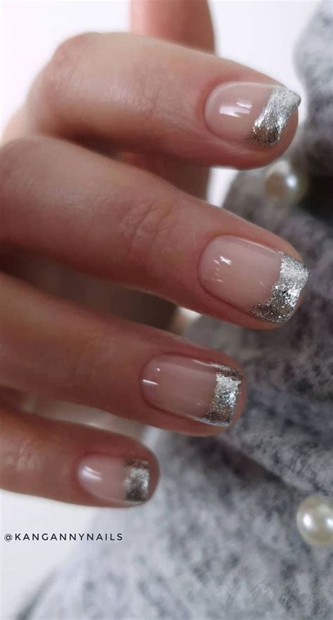 Silver French Tip Nail Designs