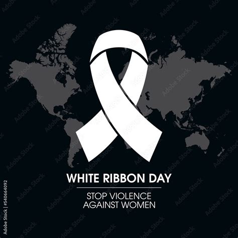 White Ribbon Day Poster with violence awareness symbol vector. White ...