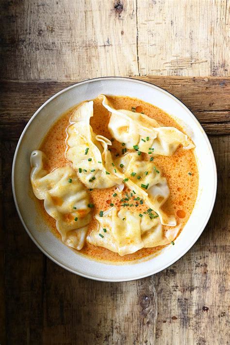 Thai Coconut Curry Dumpling Soup Serving Dumplings