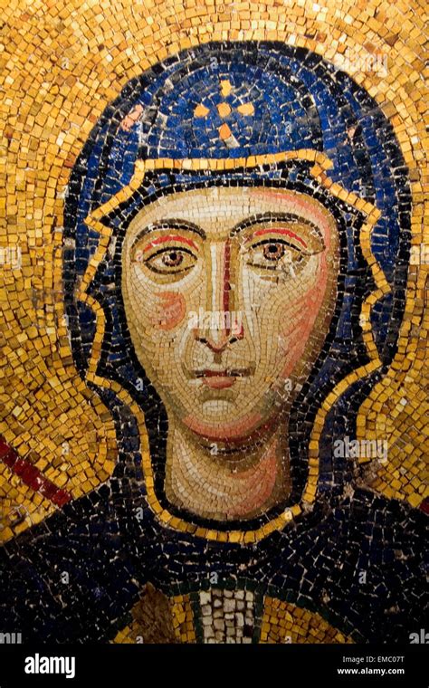 Virgin Mary Detail Byzantine Mosaic In The Interior Of Hagia Sophia