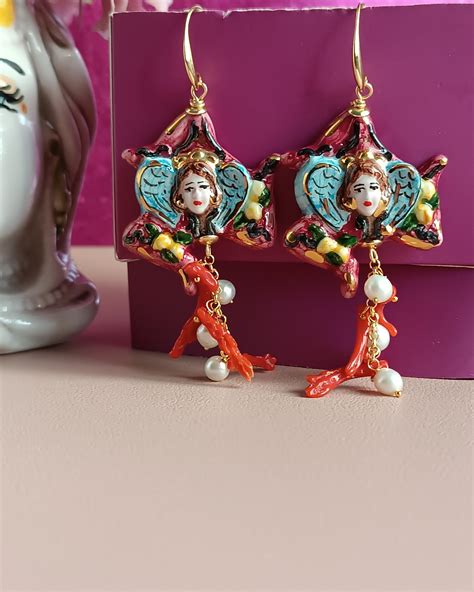 Sicily Ceramic Trinacria Earrings Chapeau Atelier