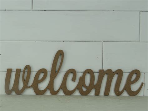 Wood Welcome Word Script Craft Dealz
