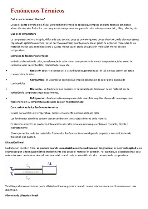 Fenómenos Térmicos notas básicas primer ciclo o transición Física