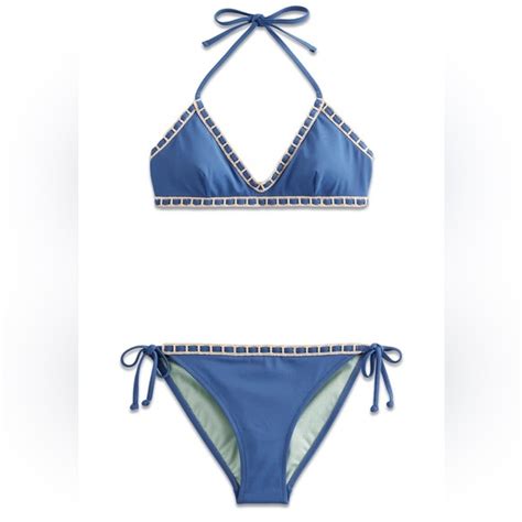 Boden Swim Nwt Boden Crochet Trim Blue Bikini 2 Piece Set Summer