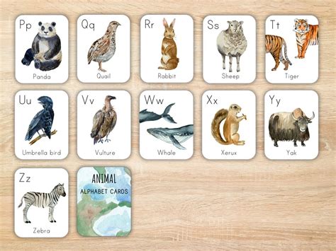 Animal Alphabet Flashcards Montessori Alphabet Resource Animal Abc