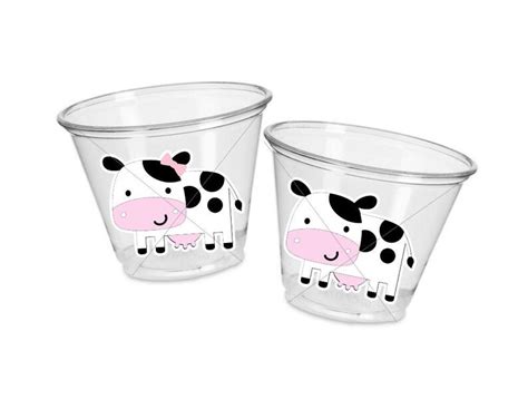 Cow Party Cups Cow Cups Cow Birthday Cups Farm Animal Cups Etsy