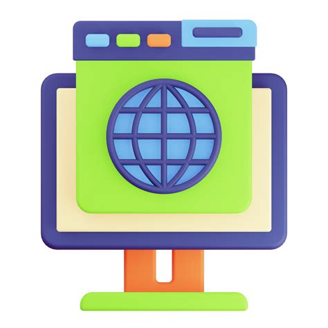 3D Render Monitor and Browser Internet Globe Icon 18134193 PNG