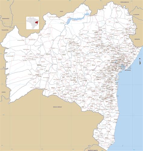 Mapa Bahia Com Cidades - Mapa Com Todos Os Municipios Da Bahia - NAZAEDU