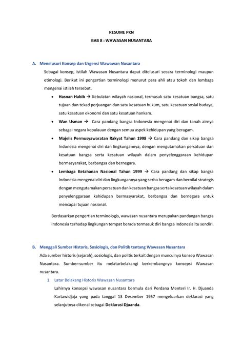 Resume Bab 8 Wasantara Ringkasan Bab 8 Mengenai Wawasan Nusantara