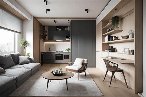 Premium Photo | Spacesaving Small Apartment Design