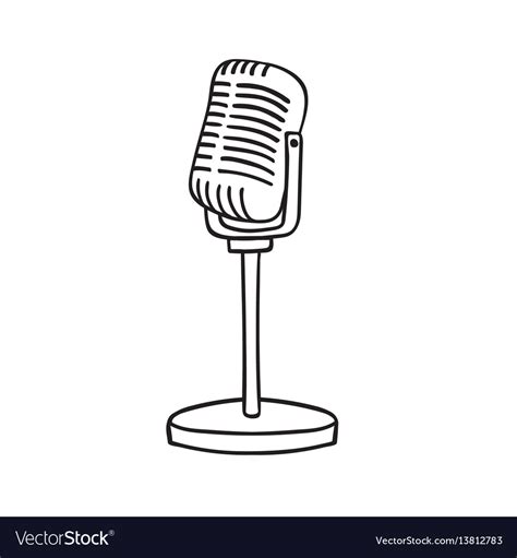 Old microphone isolated on white background hand Vector Image