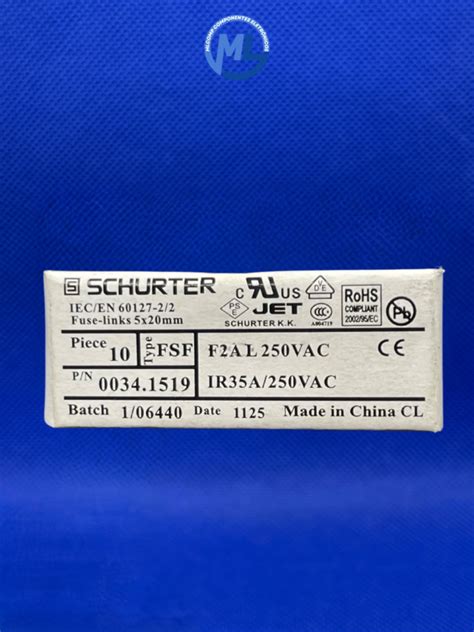 FUSÍVEL 2AMP 250V F2AL250V RAPIDO VIDRO 5X20MM 0034.1519 SCHURTER – MLComp