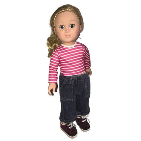 CitiToy Toys Blonde Doll With Pink And White Shirt Cabbage Patch Denim Pants And Shoes