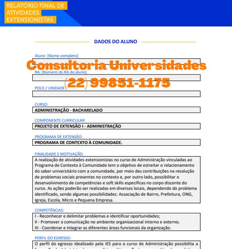 Projeto de Extensão I Administração Consultoria Universidades