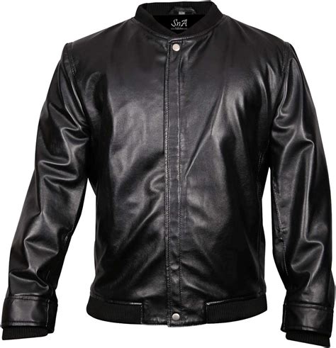 SNA Collection Chaqueta Bomber de piel sintética para hombre Chaqueta