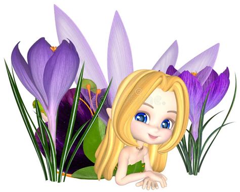 Милая фея крокуса Мультяшки фиолетовая, Lounging Иллюстрация штока ...