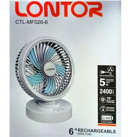 Lontor 6" Rechargeable And Rotating Mini Fan | Konga Online Shopping