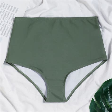 Say Morning High Waist Women Bikini Bottoms Solid Grandado