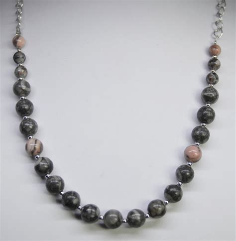 Beaded jewelry handcrafted Michigan Stone Necklace fossils | Etsy