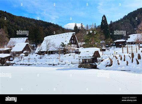 Snow in Hida Folk Village in winter Stock Photo - Alamy