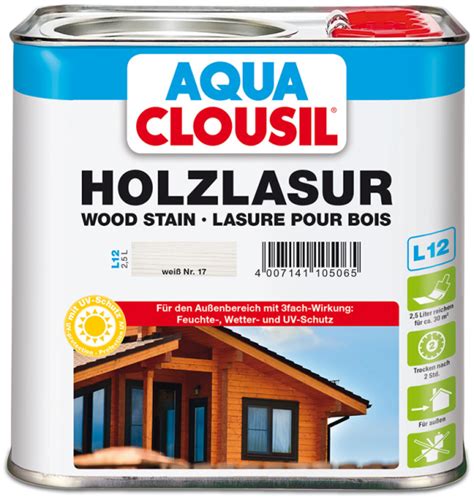 2 5L CLOU Aqua ClOUsil Weiss Holzlasuren Farben Lacke Baumarkt