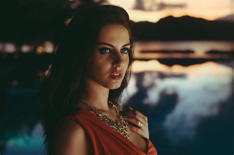 Babe Model Open Mouth Woman Brunette Water Aurela Skandaj Lady Blue Eyes