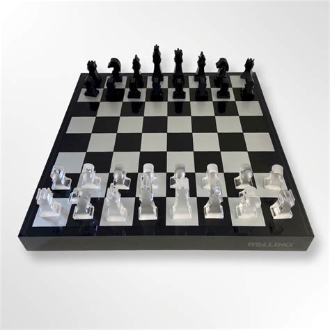 Lucite Acrylic Chess Checkers Premium Set Black Silver Etsy