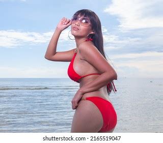 Sexy Asian Red Bikini Female Lady Stock Photo 2165519047 Shutterstock