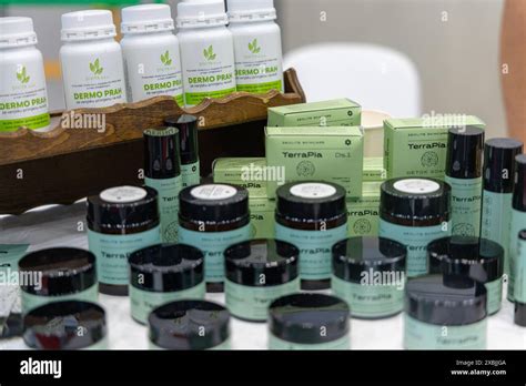 Osijek Croatia - 7 06 2024: Health and Beauty Fair. A table at a health