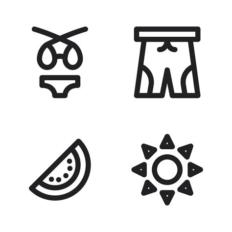 Summer Holiday Icons Set Bikini Shorts Watermelon Pants Perfect For Website Mobile App