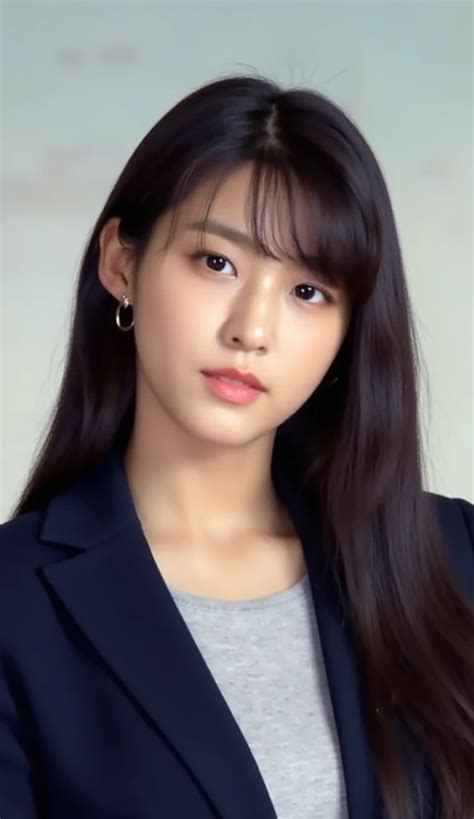 Seolhyun Pretty Girl From 2000s School Yearbook Hot Long Straight Black Hair SeaArt AI