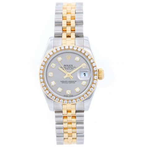 Rolex Datejust Ladies 2 Tone Diamond And Diamond Bezel 179173