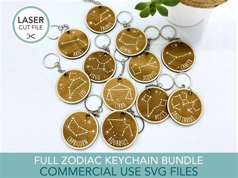 Star Sign Svg Bundle Zodiac Star Sign Charm Svg Keychain Set Etsy