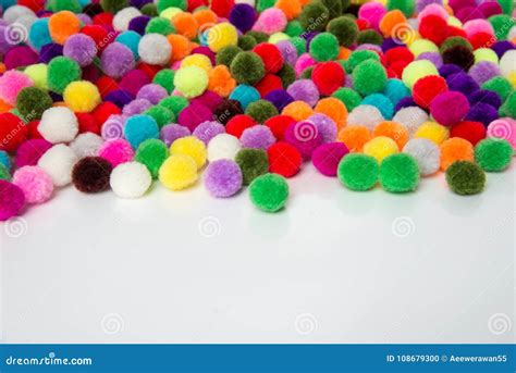 A Colorful Pom Pom Onwhite Background Stock Photo Image Of Craft