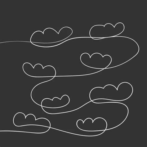 Vintage Engraved Clouds Vector Set Hand Drawn Doodle White Detailed