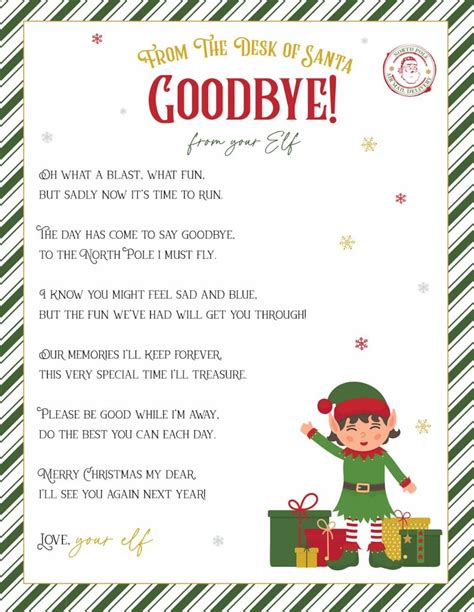 Elf On The Shelf Arrival And Goodbye Letters Free Printable Set