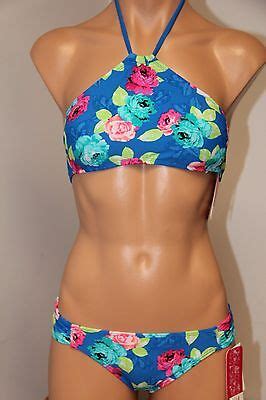 NWT Hula Honey Swimsuit Bikini 2 Piece Set Sz L High Neck MLT EBay