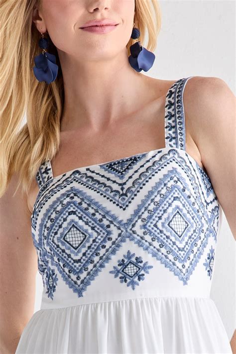 Chrystal Fit And Flare Embroidered Mini Dress | francesca's®