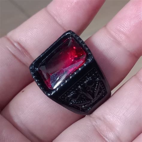 Jual Cincin Batu Akik Merah Siam Model Kotak Octagon Shopee Indonesia