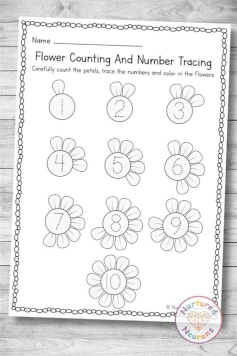 Flower Number Tracing Sheet